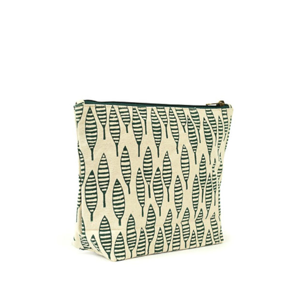 Large Waterproof Pouch - Malsi Print Hunter Green side view
