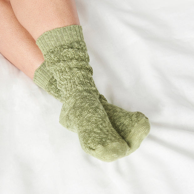 Organic Cotton Ragg Socks - Olive Solid lifestyle