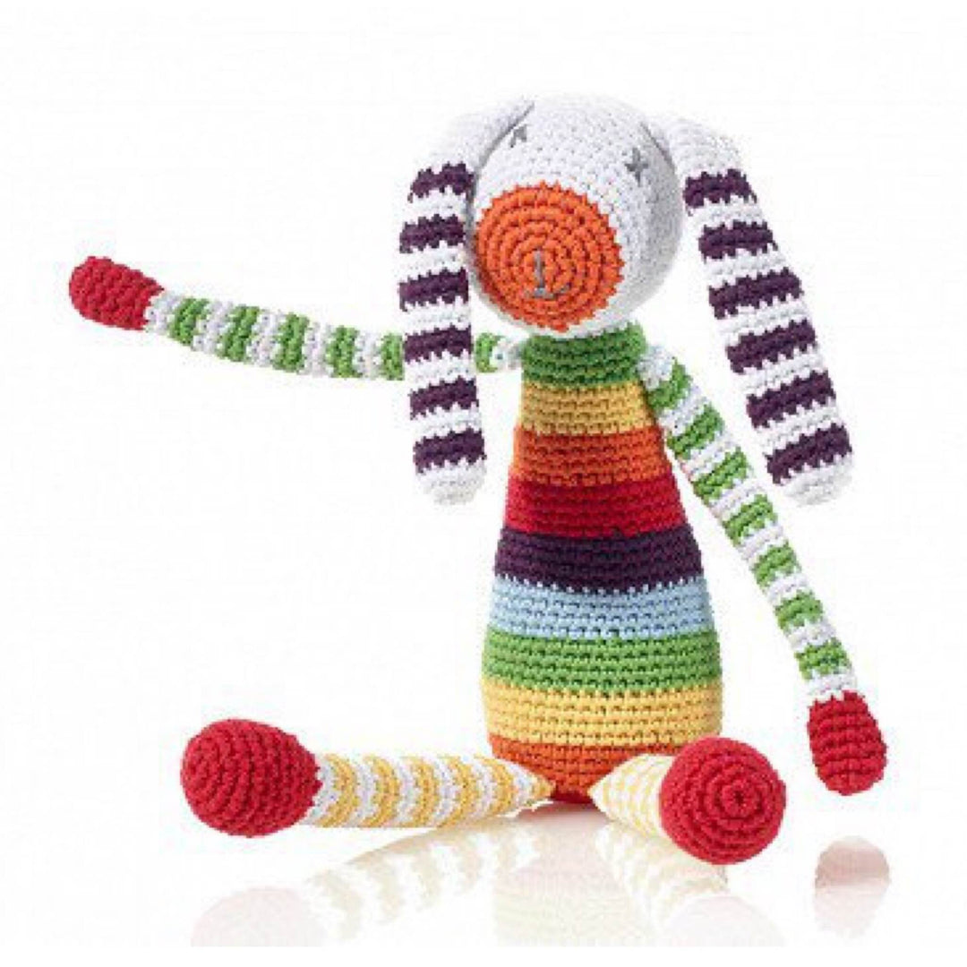 Pebble Bunny Rattle Toy - Rainbow – Zee Bee Market LLC