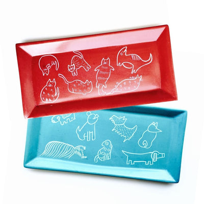 Rectangle Soapstone Dishes with Cats or Dogs