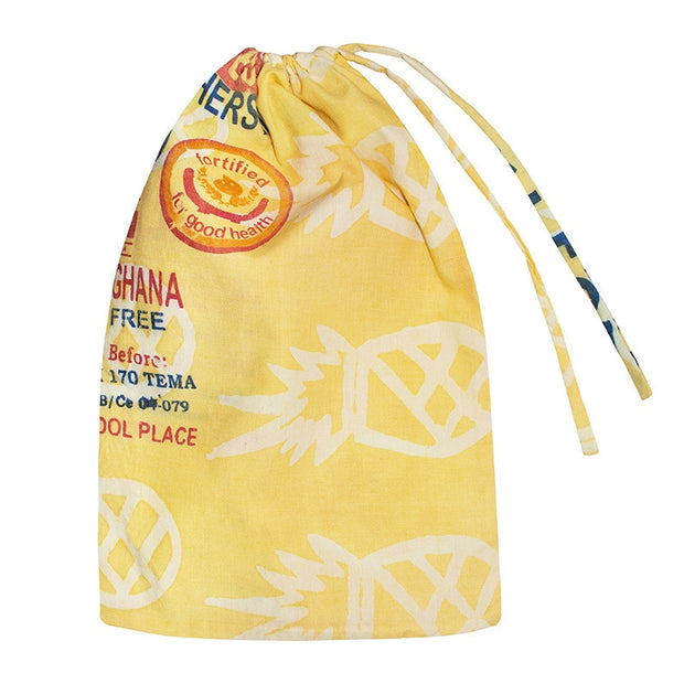 Recycled Flour Sack Batiked Produce or Gift Bag yellow