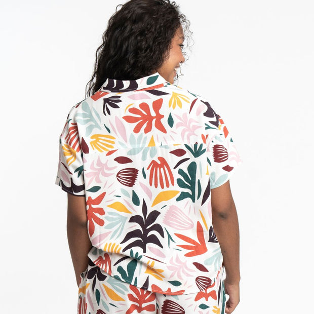 Ridley EcoVero Viscose Printed Camp Shirt Groovy Palms back view
