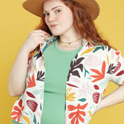 Ridley EcoVero Viscose Printed Camp Shirt Groovy Palms layered