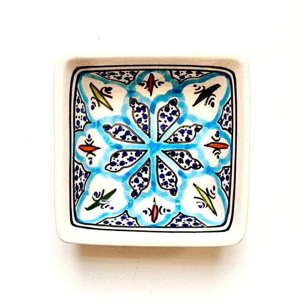 Rosette Hand-painted Small Square Ceramic Bowl