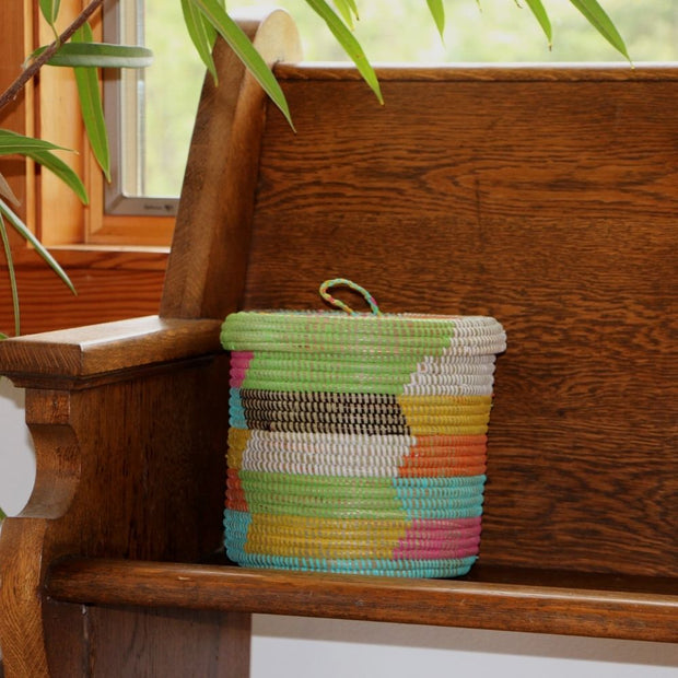 Multi Color Lidded Storage Basket lifestyle