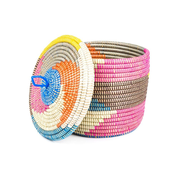 Multi Color Lidded Storage Basket  open