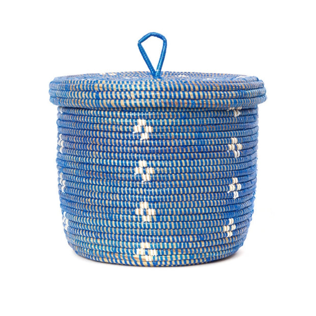 Blossom Lidded Storage Basket - Blue