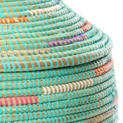 Aqua with Prism Spiral Lidded Warming Basket weave detail
