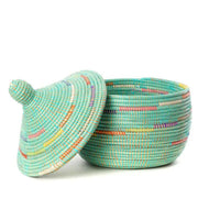 Seaside Spiral Lidded Warming Basket with open lid