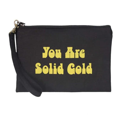 Black Wristlet Pouch with You are Solid Gold print