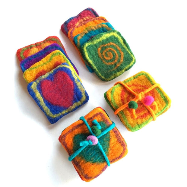 Assorted Set of 4 Felted Wool Tea Coasters
