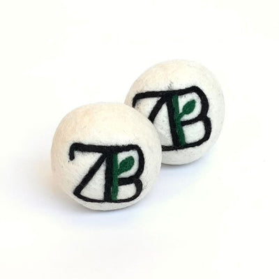 Set of Two Felt Dryer Balls with Zee Bee Market logo