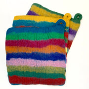 Handmade and Fair Trade Colorful Felt Wool Potholder - Stripes