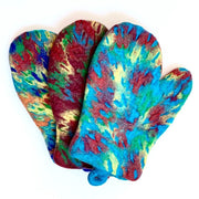 Colorful Felted Wool Oven Mitts - Splatter
