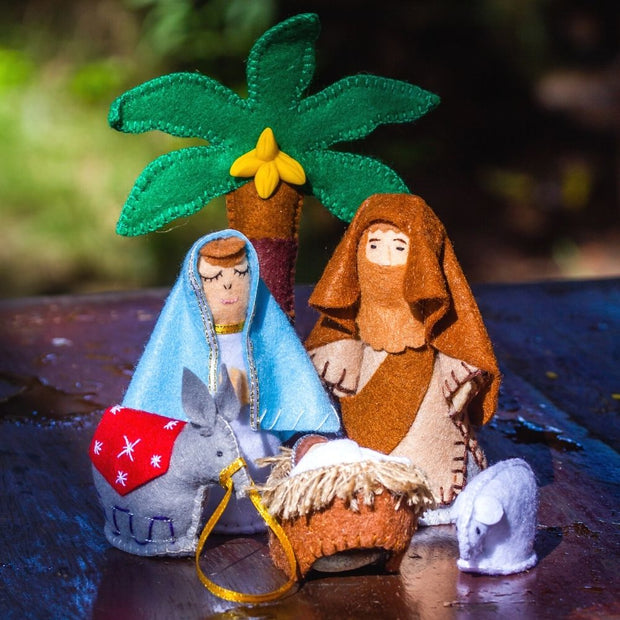 Seven-Piece Nicaraguan Felt Nativity Set styled