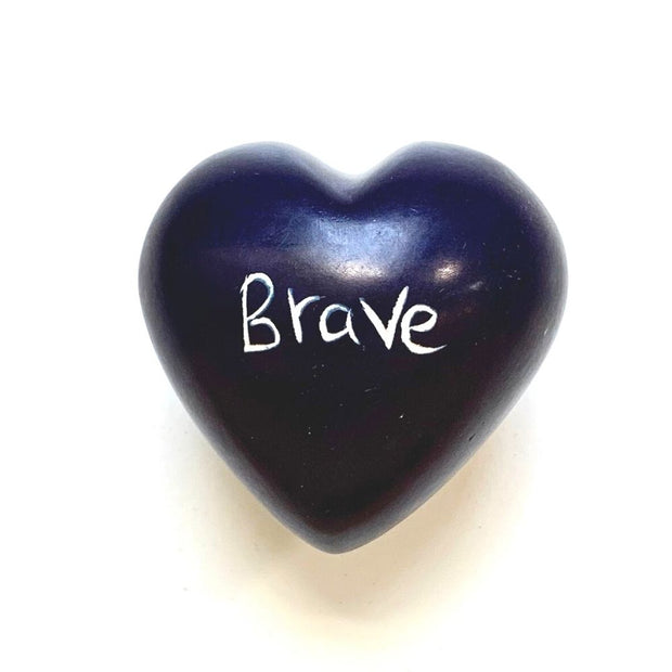 Small Word Soapstone Heart - Brave