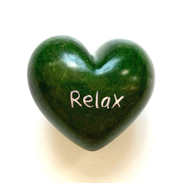 Small Word Soapstone Heart - Relax