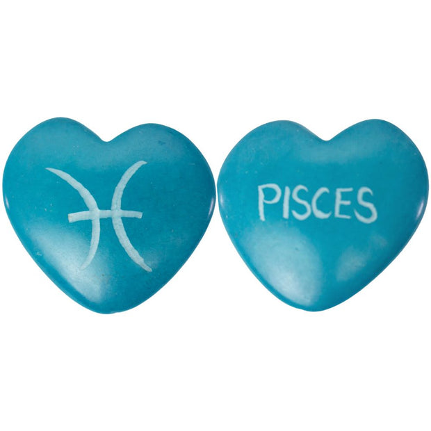 Small Zodiac Sign Soapstone Heart - Pisces