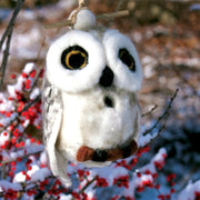 Wild Woolies Felted Wool Birdhouse: Snowy Owl - outside