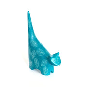 Soapstone Tails Up Cat Sculpture - aqua
