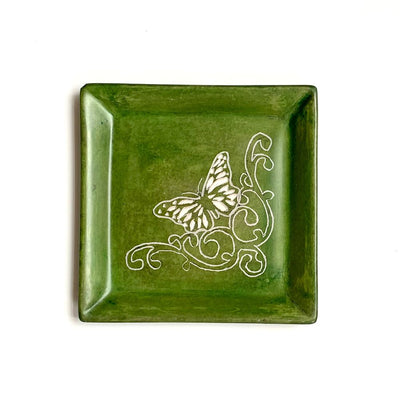 Square Soapstone Dish - Butterfly