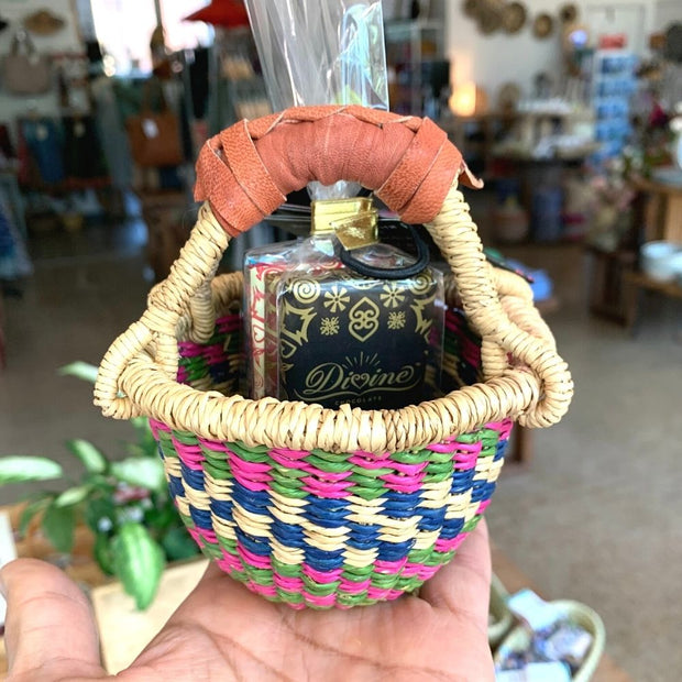 Tiny Miniature Bolga Market Basket with Chocolate Gift Set