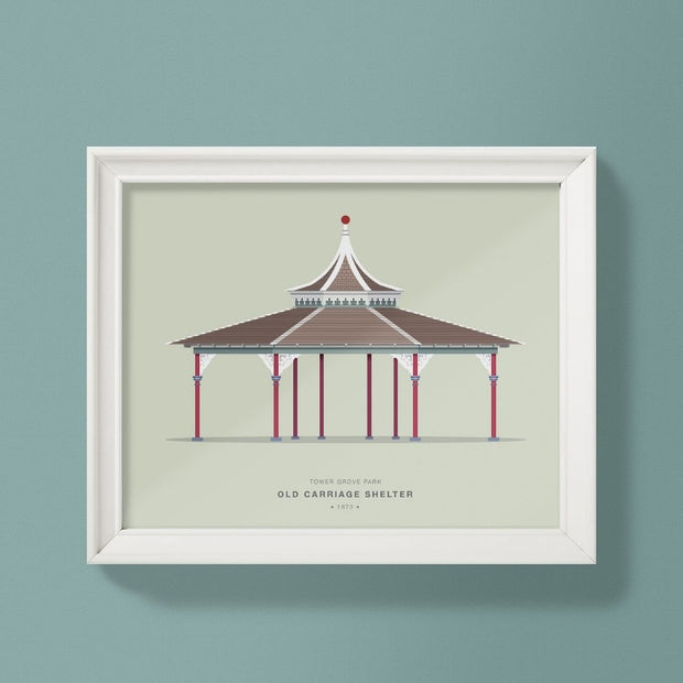 Tower Grove Park Old Carriage Shelter Art Print 8"x10" in white frame
