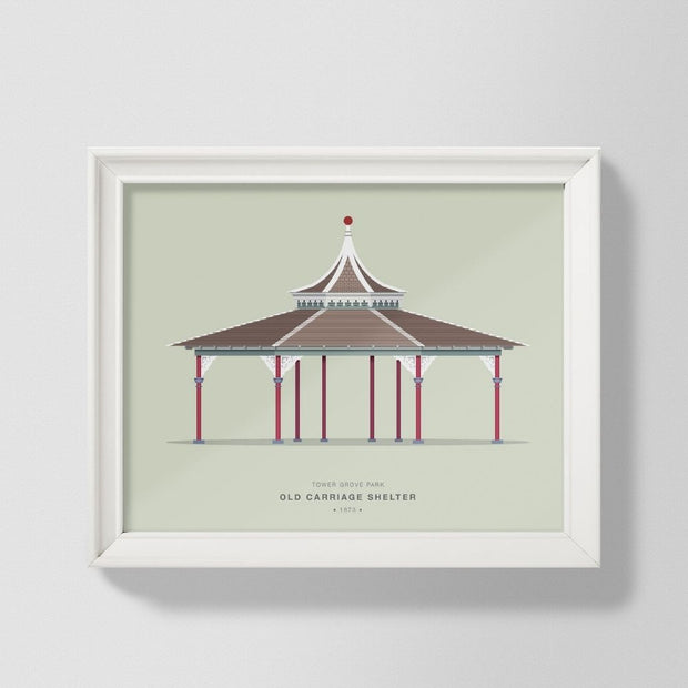 Tower Grove Park Old Carriage Shelter Art Print 8"x10" in white frame