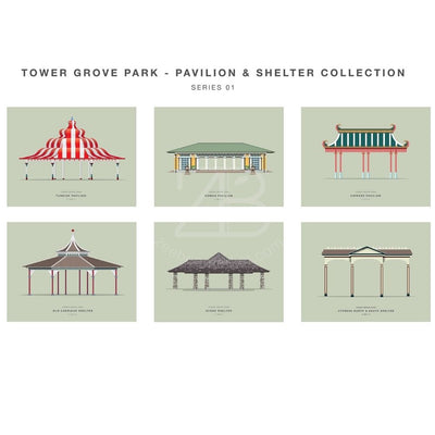 Tower Grove Park Pavilion and Shelter Set of Six Note Cards - Series 1