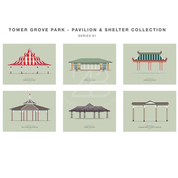 Tower Grove Park Pavilion and Shelter Set of Six Note Cards - Series 1