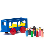 Train Engine with Passengers Wooden Toy wagon only with people
