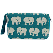 Fair Trade Elephant Print VW001 Travel Wallet - Teal Blue