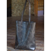 Electric Black Ultimate Natural Leather Tote on floor