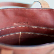 Ultimate Natural Leather Tote - Saddle Brown interior