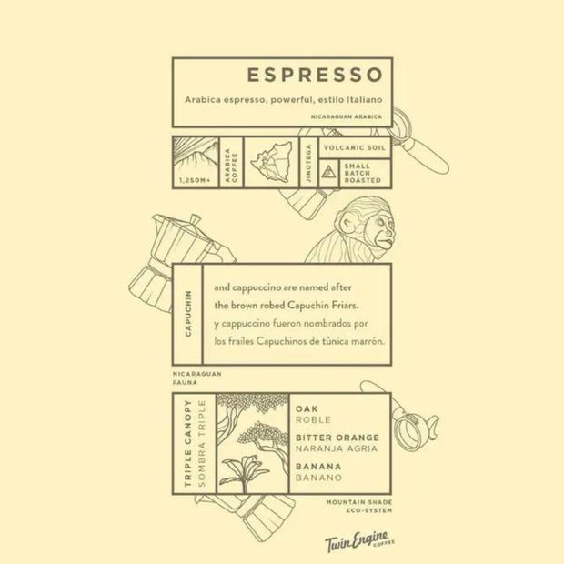 Classic Espresso Organic Medium Roast Premium Coffee 14.1oz Whole Bean Facts Card
