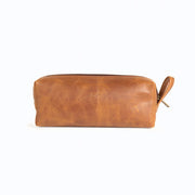 Utility Pouch Pencil Case in Brown Leather front view