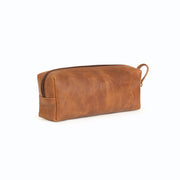 Utility Pouch Pencil Case in Brown Leather side view