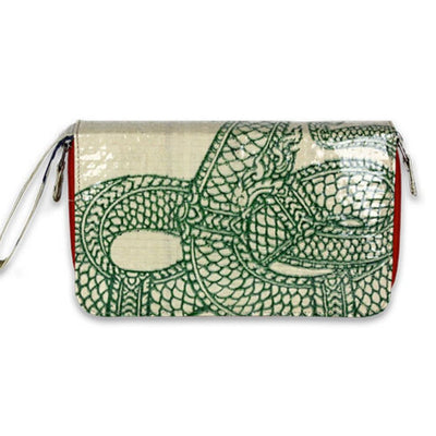 Recycled Cement Bag Travel Wallet - Green Serpent