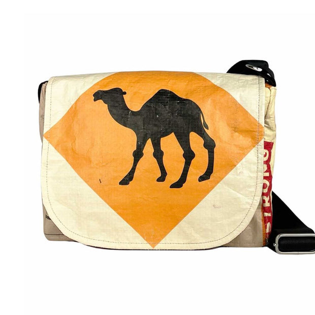 Recycled Cement Sack Small Messenger Bag - Camel