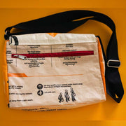 Recycled Cement Sack Small Messenger Bag - Camel back view