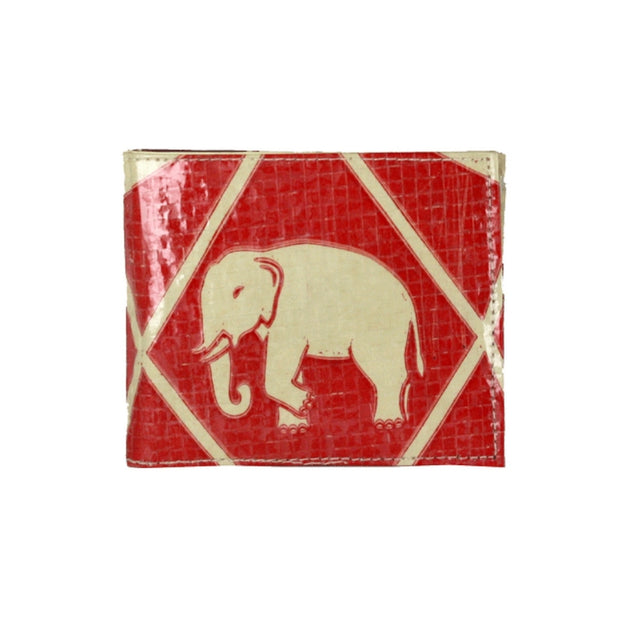 Recycled Cement Sack Bifold Wallet - Diamond Elephant design