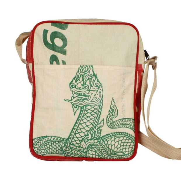 Recycled Cement Sack Crossbody Bag - Serpent front view