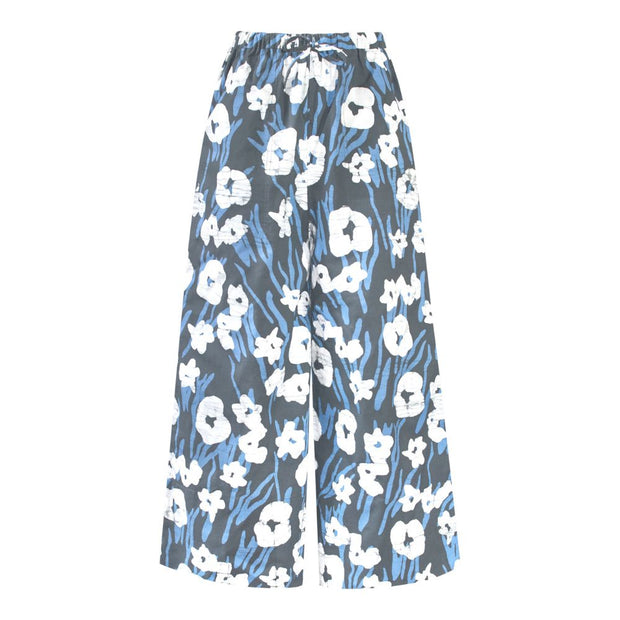 Organic Cotton Trousers Painted Floral Charcoal
