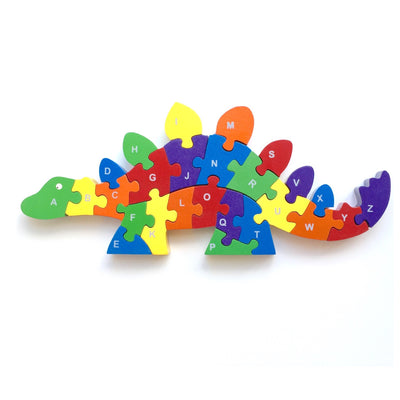 Wooden Stegosaurus Jigsaw Puzzle - Letters A-Z