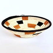 Decorative Sisal Fiber Fruit Basket - Black and Orange Rectangles sideview