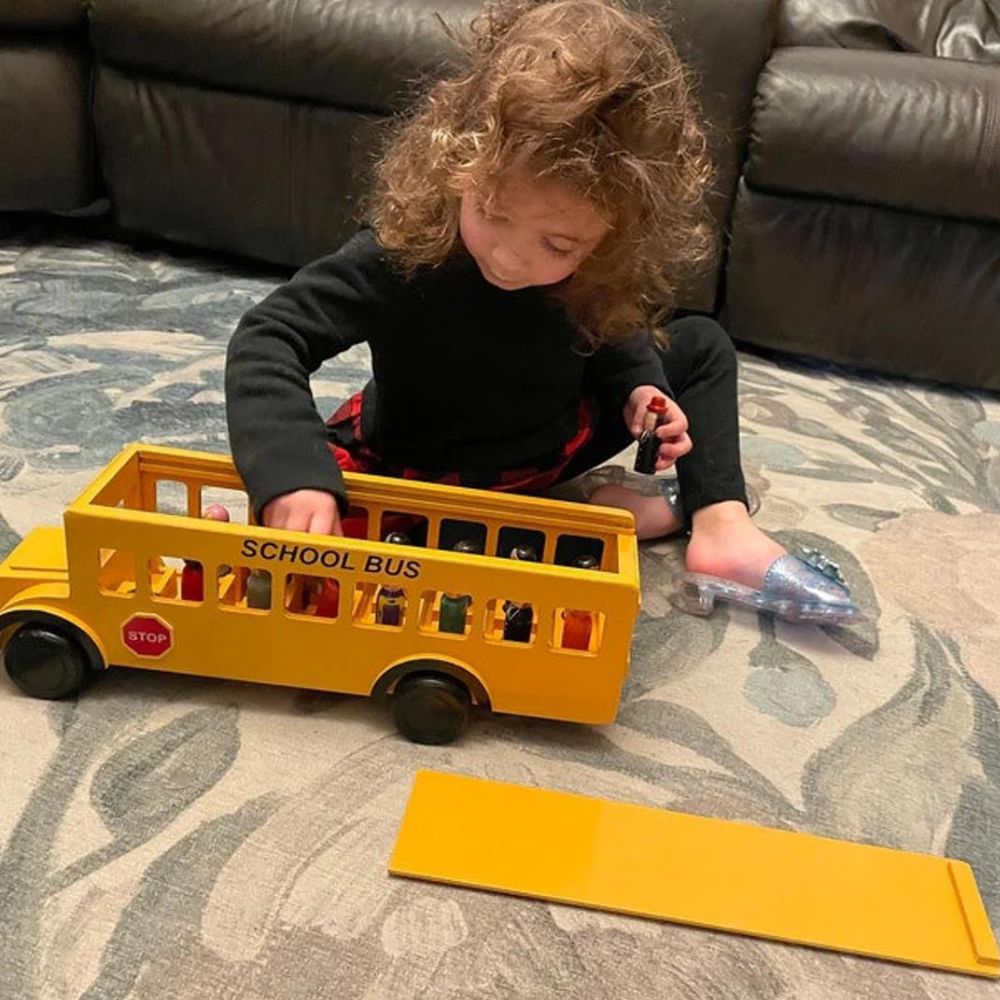 Wooden bus with passengers sale
