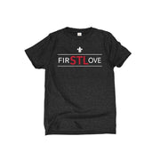 Youth Short Sleeve Premium Cotton Tee in Black - FIRSTLOVE front
