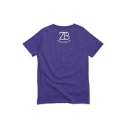 Youth Short Sleeve Premium Cotton Tee in Purple - STL Floral back view