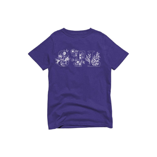 Youth Short Sleeve Premium Cotton Tee in Purple - STL Floral