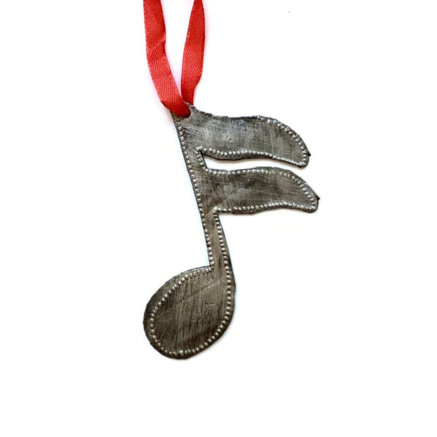 Musical Note Recycled Metal Ornament - Semiquaver